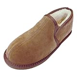Men's luxurious slippers with a soft suede upper and genuine sheepskin lining Thick sheepskin lining throughout the slipper providing extra warmth and comfort Lightweight and non-slip TRP rubber hard sole (perfect for short trips outside) The elastic...