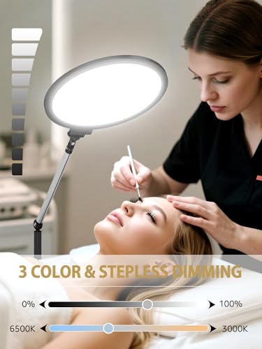 Lash Light for Eyelash Extensions, Floor Lamp with Moveable Stand & Flexible Arm, Esthetician Light with Adjustable Height & Color Temperature for Nail Art/Tattoo/Beauty/Makeup/Eyebrow/Skincare/Craft by Arsoer - Used condition - Image 4