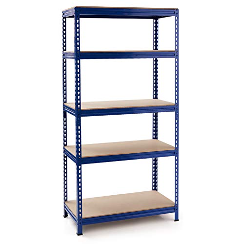 Tangkula 5-Tier Steel Storage Shelves, 73” Heavy Duty Garage Shelf With Adjustable Shelves, Boltless Shelving Unit For Free Combination, Metal Muscle Rack For Home Office Garage (1, Blue) #TOP25