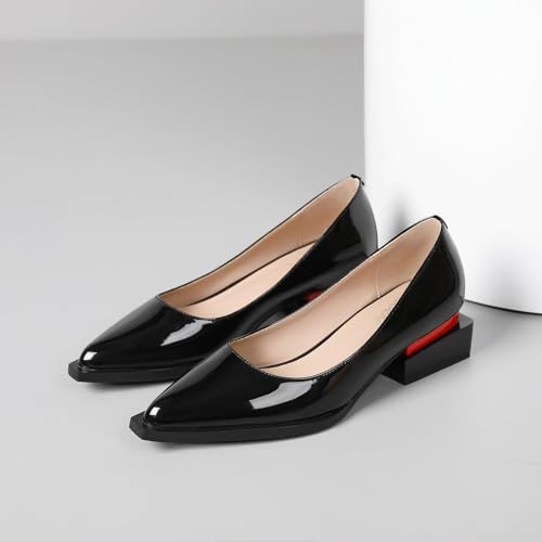 Image of LingxiaUne Dress Shoes for Women, Comfortable Dressy Flats, Womens Chunky Heel Pumps with Arch Support and Pointed Toe