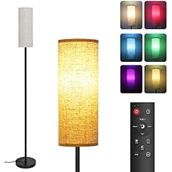 Lamparas De Pie Para Salon Leroy Merlin Osairous Lampara De Pie RGB Regulable, Lampara De Pie Salon Con Mando A Distancia, Pantalla De Lino Lampara de pie Vintage, Lampara Pie para Salon, Dormitorio, Oficina