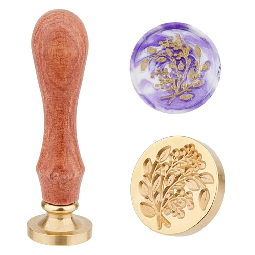 SUPERDANT Sello de Cera de 25 mm Con Diseño de Bayas Silvestres, Vintage Retro Extraíble Con Cabeza de Latón y Mango de Madera Para Envolver, Invitaciones, Regalos y Decoración
