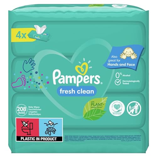 Pampers Fresh Clean Lingettes Bébé 4 Paquets 208 Lingettes