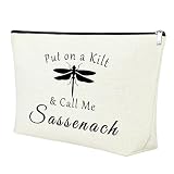 Mxrymvu Outlander Gifts for Women Sassenach Outlander Travel Bag Sassenach Gifts Zipper Pouch Dragonfly Makeup Bag for Women Outlander Merchandise Cosmetic Bag Put on a Kilt Call Me Sassenach