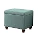 HomePop Rectangular Deep Storage Ottoman with Hinged Lid, Aqua Linen