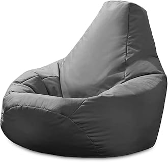 Beautiful Beanbags - Adult Highback Beanbag Chair - Large Water-Resistant for Indoor and Outdoor Use - Lounge or Gaming Chair - Manufactured in UK (Grey)