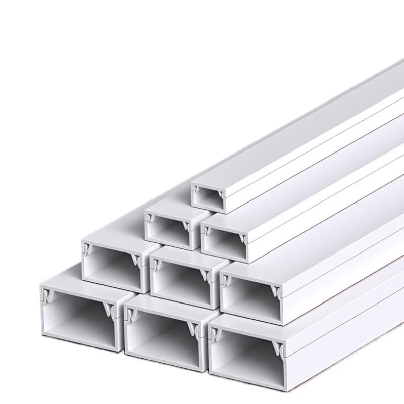 Gestión de Cables de TV, ocultador de Cables en la Pared, Kit Organizador de Cables, Sistema Corrector de Cables, Cubre Cables, Canal de canalización de PVC para Cables(0.5 m 30 x15MM,10pcs)