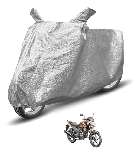 Image of Auto Hub Waterproof Bike Cover Compatible with Hero Hunk Dustproof, UV Protection Two Wheeler Bike Hunk Cover - Metallic Silver