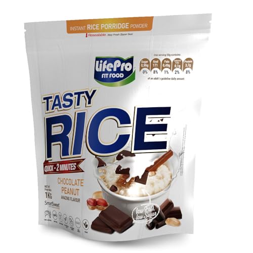 Life Pro Tasty Rice 1kg | Harina de Arroz Pre Gelatinizada para Mejor Asimilación y Digestión | Carbohidratos para más Energía | Textura Extrafina Sin Azúcares (CHOCOLATE PEANUT)