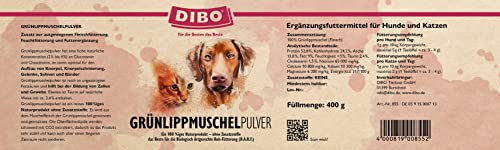 DIBO Grünlipp - Muschelpulver, 400g-Dose, 100% Naturprodukt für die Gelenke von Hunden und Katzen