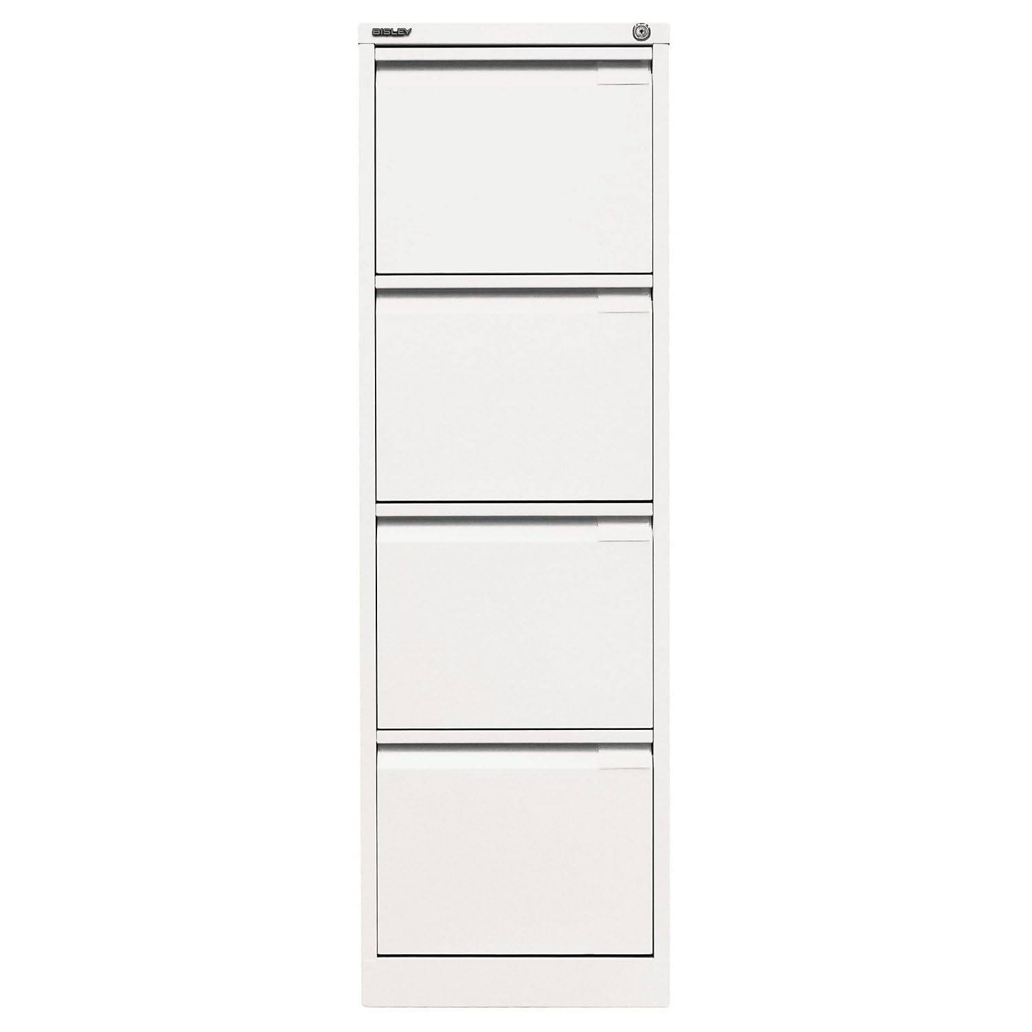 BISLEY Hängeregistraturschrank, einbahnig, DIN A4, 4 HR-Schubladen, Metall, 696 Verkehrsweiß, 62.2 x 41.3 x 132.1 cm