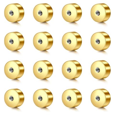 WillTen 16Pcs Screw on Earring Backs Flat Earring Backs Cover