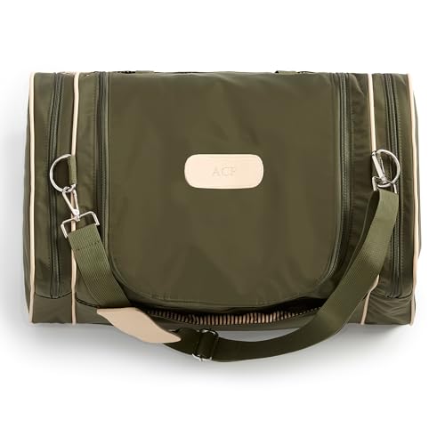 Things Remembered Debossed Green Nylon Duffle Bag – Personalized Travel Duffel with Adjustable Strap – Vegan Leather Accents – 20.62” x 11” x 12.5”2