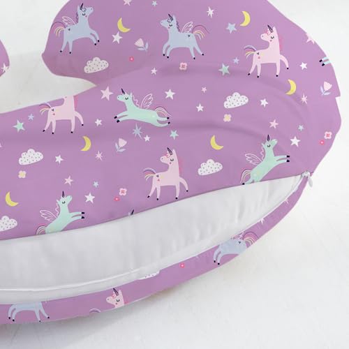 Image of Little Grape Land Nursing Pillow Covers 2 Pack, Soft & Breathable Removable Breastfeeding Pillows Covers for Feeding Pillows, Nursing Pillow Slipcover for Baby Girls Boys, (Unicorn & Bunny)