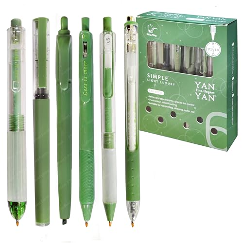 Image of FunBlast Gel Pens for Writing, 5 Pcs Gel Pen & 1 Pcs Highlighter Pen, with Comfortable Grip for Smooth Writing, Kawaii Pens, Stationery for School & Office (Blue Ink) (Green)