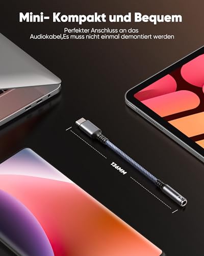 Highwings Adapter USB C auf Klinke, USB C auf 3.5mm Kopfhörer Adapter, Aux Adapter Klinke AudioKabel für iPhone 17/16/15 Pro Max, Galaxy S22/S21/S20/S20 FE/Note20/Note10, Hua-wei P40/P30 Pro/P20 Pro