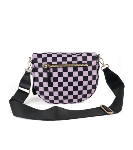 Image of FEIBOON Spacious Checkered Nylon Crossbody Bag Bum Bag Handbags Wallets for Women