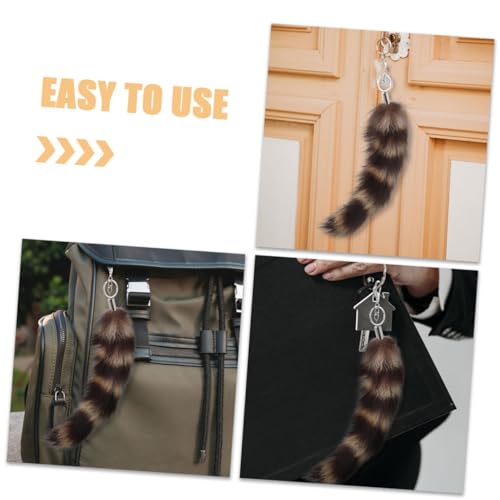 Pendentif queue de laveur américain en peluche pour sac et clés - 4