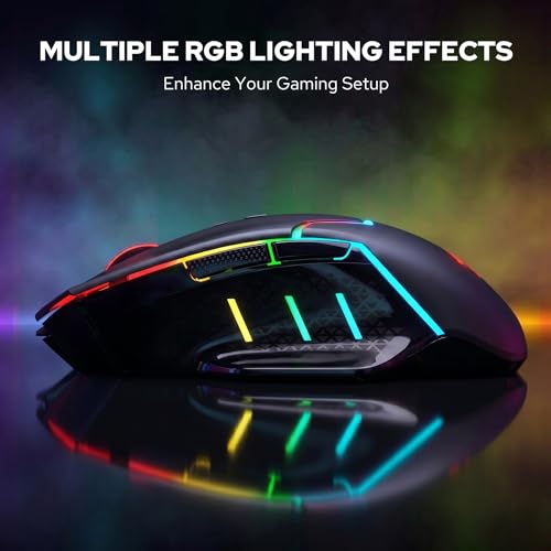 Image of Redragon M690 MAX Wireless Gaming Mouse, Tri-Mode RGB Mice w / 7 Macro Buttons, 12800 DPI, 400mAh Rechargeable Mouse for PC /Mac /Laptop