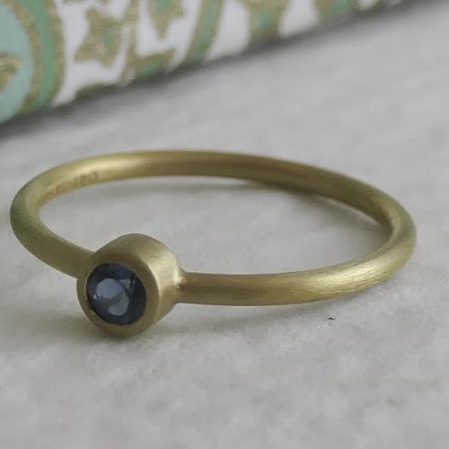 Bague topaze bleue Londres or jaune 14 carats 585 femme taille 7 artisanale