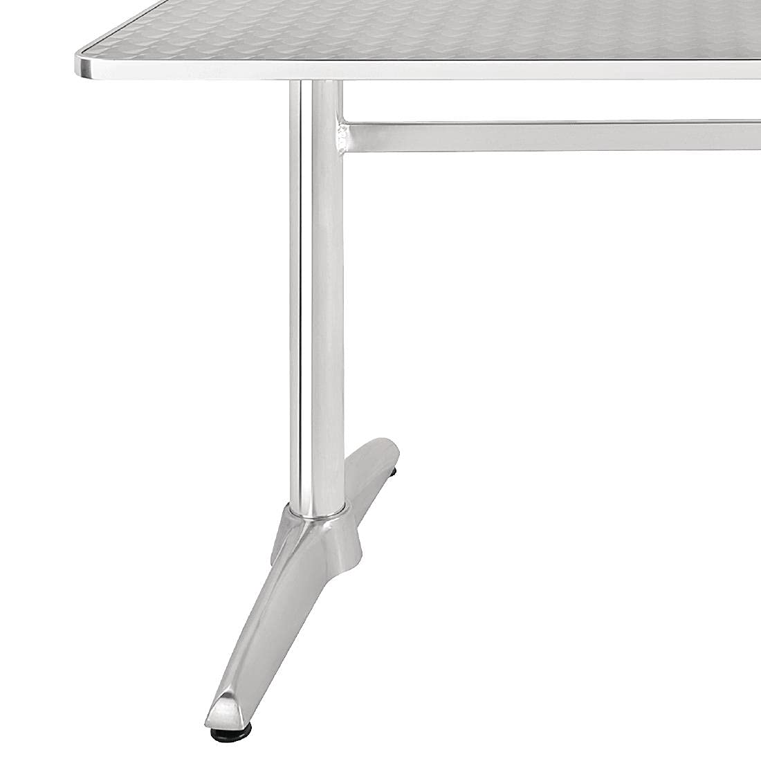 Bolero Table rectangulaire alu avec plateau inox et rebord alu 1200x600mm, gris, plateau en acier inoxydable et base en aluminium, taille: 750 (H) x 1200 (L) x 600 (P) mm, U432