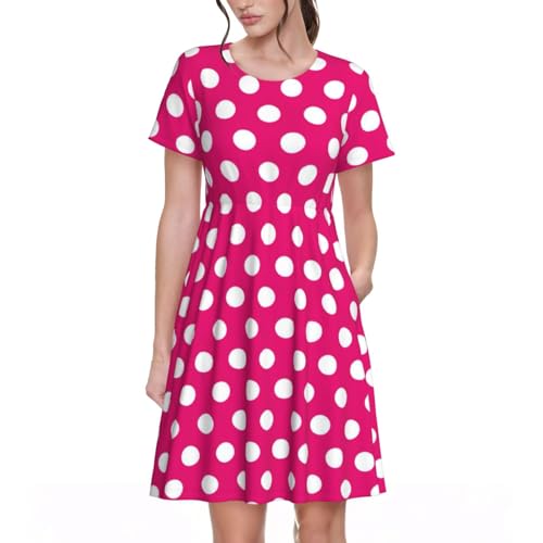 Robe d'été avec poches pour femme style fluide décontracté à pois