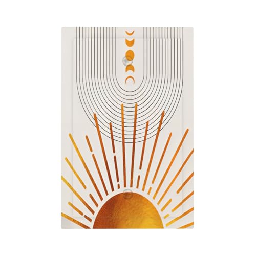 Decorative Light Switch Plate Covers Bohemian Gold Sun Moon Phase Arch 1 Gang No Device Single Blank Outlet Covers Wall Plate Light Switch Cover Plate for Bedroom Home Decor