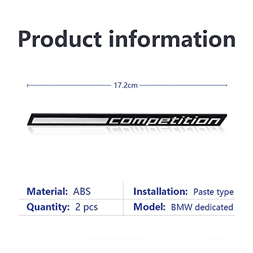 Image of 2pcs 17.2CM Glossy Black Competition Bar Underlined Emblem for BMW Thunder Edition M1 M2 M3 M4 M5 M6 M7 M8 X3M X4M X5M X6M Car Trunk Sticker Rear