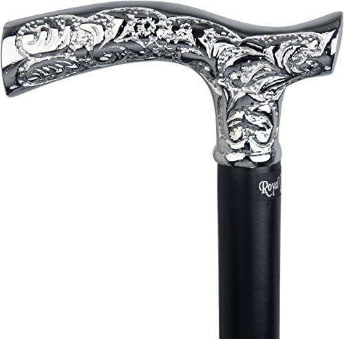 Miniatura 3 de Cromado Scroll Fritz bastón para caminar con eje de madera de haya negra