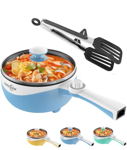 Image of Audecook Electric Hot Pot Mini Electric Skillet Adjustable Power Nonstick | Portable Cooking Pot Multi Ramen Cooker for Noodles, Soup, Steak, Eggs, Oatmeal, Home, Office, Dorm Room, and Travel