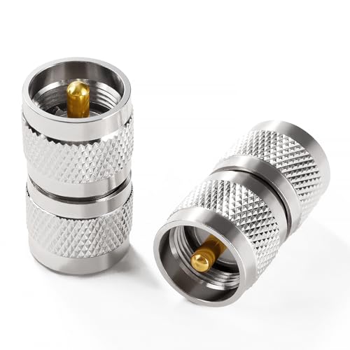 KUOQIY 2 Pezzi PL259 Connettore, UHF Maschio a UHF Maschio Adattatore Coassiale, PL259 Connettore a Barile, per CB Ham Radio Antenna SWR Meter Cavo Estensione