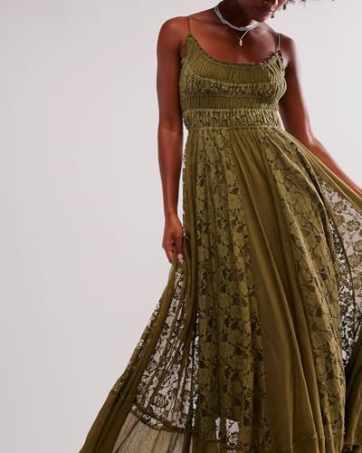 Gacaky Summer Dress for Women Casual Lace Floral Embroidered Bohemian Maxi Dress Flowy A Line Beach Long Dress2