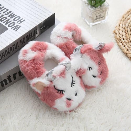 Csfry Toddler Girls Warm Cute Calf Slippers,Us7-8 Pink thumb #4
