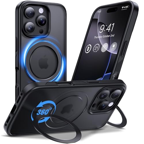 Coque iPhone 16 Pro noire mate pour visionnage mains libres en voyage et bureau