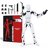 Poseable Action Figure Set, Model 13 Collectible Toy Figure, Multi-Jointed Movable, Gift Box Packaging, Great for Kids, Adults, Collectors, Birthday (White)