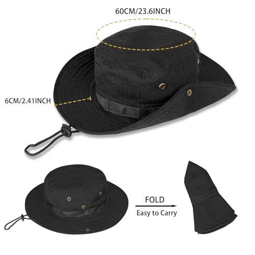 Image of Sun Hats for Men Women Boonie Hat UPF 50+ Bucket Hat Wide Brim UV Protection Fishing Hiking Safari Outdoor Hats