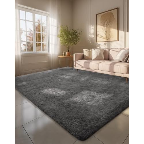 Ophanie 6×9 Area Rugs for Living Room, Large Big Grey Fluffy Shag Fuzzy Plush Soft Carpets, Floor Shaggy Rug for Bedroom, Gray Carpet for Kids Boys Girls Dorm Nursery Home Decor Aesthetic