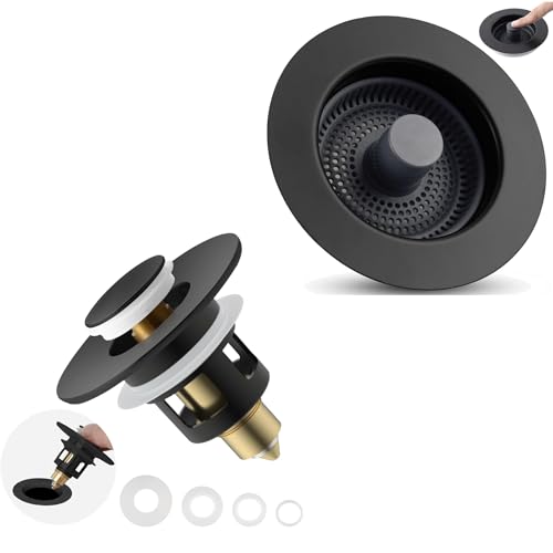 Tapón universal para lavabo baño y colador cocina negro