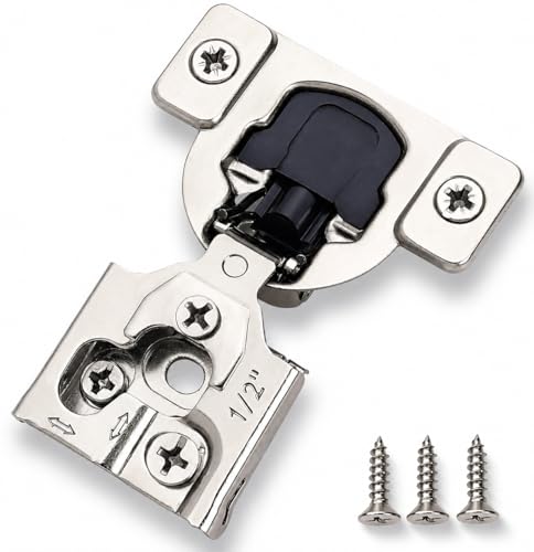Decobasics 50 Pack Soft Close Cabinet Hinges 1/2 Overlay for Kitchen Cabinet Doors Slow Self-Closing Concealed Hidden Hinges for Face Frame Stainless Steel 3-Way Adjustable & Quiet Close Damper