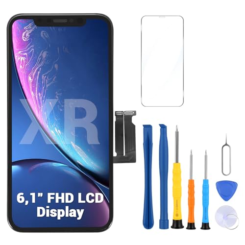 Lizoak For iPhone XR Screen Replacement 6.1 Touch Screen FHD LCD Display Digitizer Frame Assembly Set with Repair Tool Kits for DIY Users (A1984/A2105)
