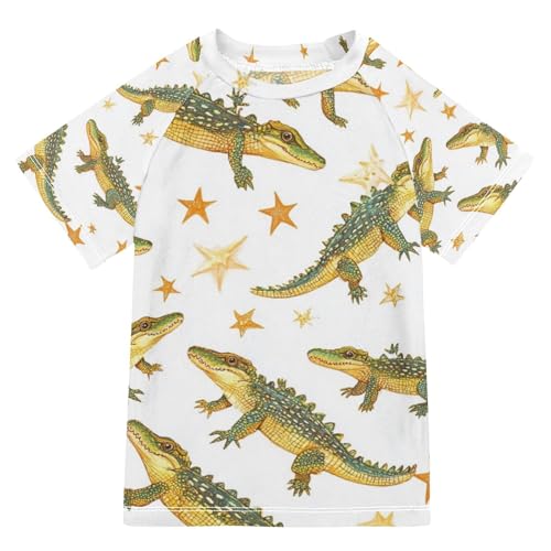 Boy Swimsuit Cartoon Crocodile Star Cute Sunscreen T-Shirts Swimwear Sets UPF 50+