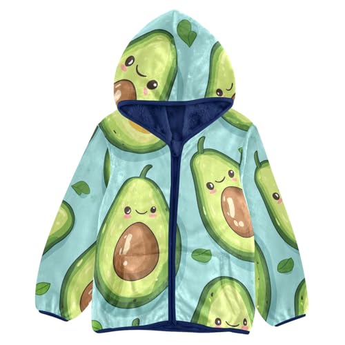 Kawaii Cute Avocado Girls Fleece Jacket Girls Fall Jacket Girls Zip Up Hoodie Girls Sherpa Jacket 2-10T
