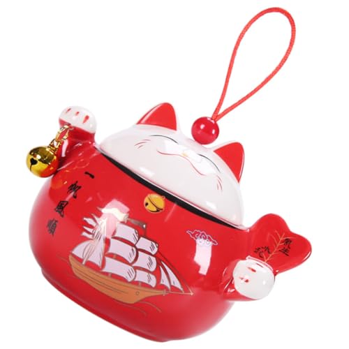 MOTHNUR Tarro Forma de Gato Suerte Recipiente Tapa para Dulces Frijoles Joyas Decoración de Escritorio Organizador Doméstico