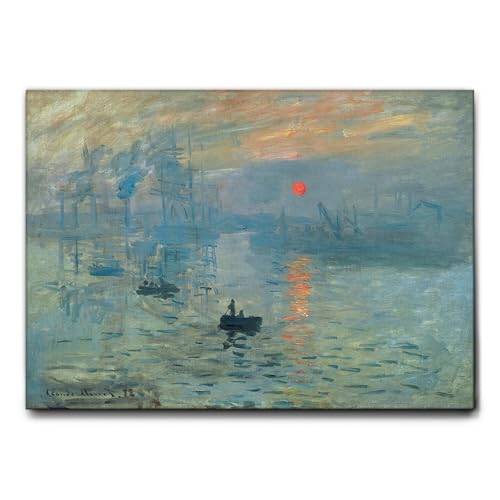 Giallobus - Quadro - Claude Monet - Panorama tramonto sul mare - Tela Canvas Telaio Standard - 70L x 50l cm - Pronto da appendere - Quadri moderni per la casa