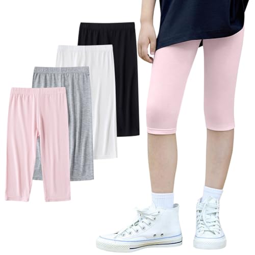 Leggings 3/4 capri fille anti-frottement lot de 4 shorts cyclistes coton modal doux 3-12 ans