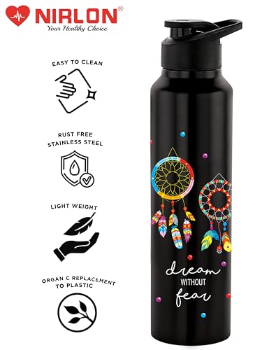 Image of NIRLON Classic Flip UV Printed Single Wall Stainless Steel Sipper Cap Water Bottle 1000ml (Dream Catcher)