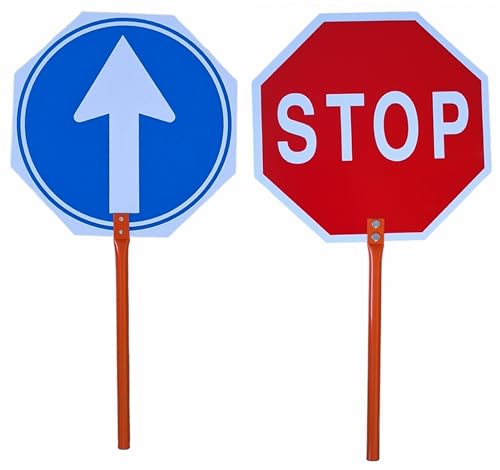 FERRETELIX® Paleta Stop y Paso, Mango Metálico Lacado, 60 cm de Largo x 30 cm de Ancho G