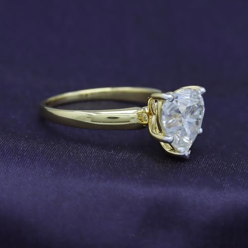 3 Carat Heart Shape Lab Created Moissanite Diamond Solitaire Engagement Ring In 14K Gold Plated 925 Sterling Silver Jewelry (VVS1 Clarity, 3.00 Cttw)4