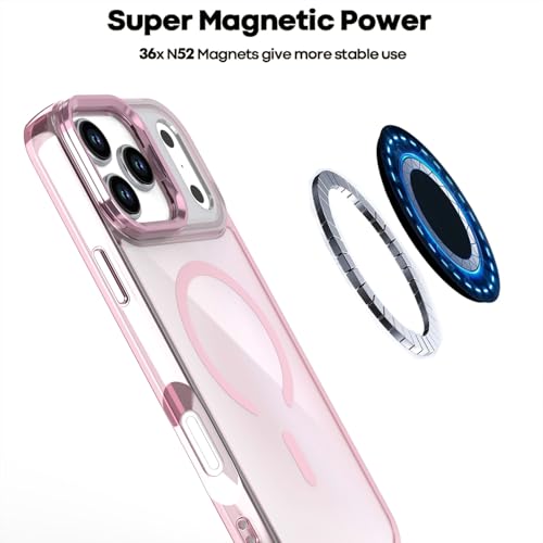 Coque silicone iPhone 14 rose rigide béquille de protection magnétique