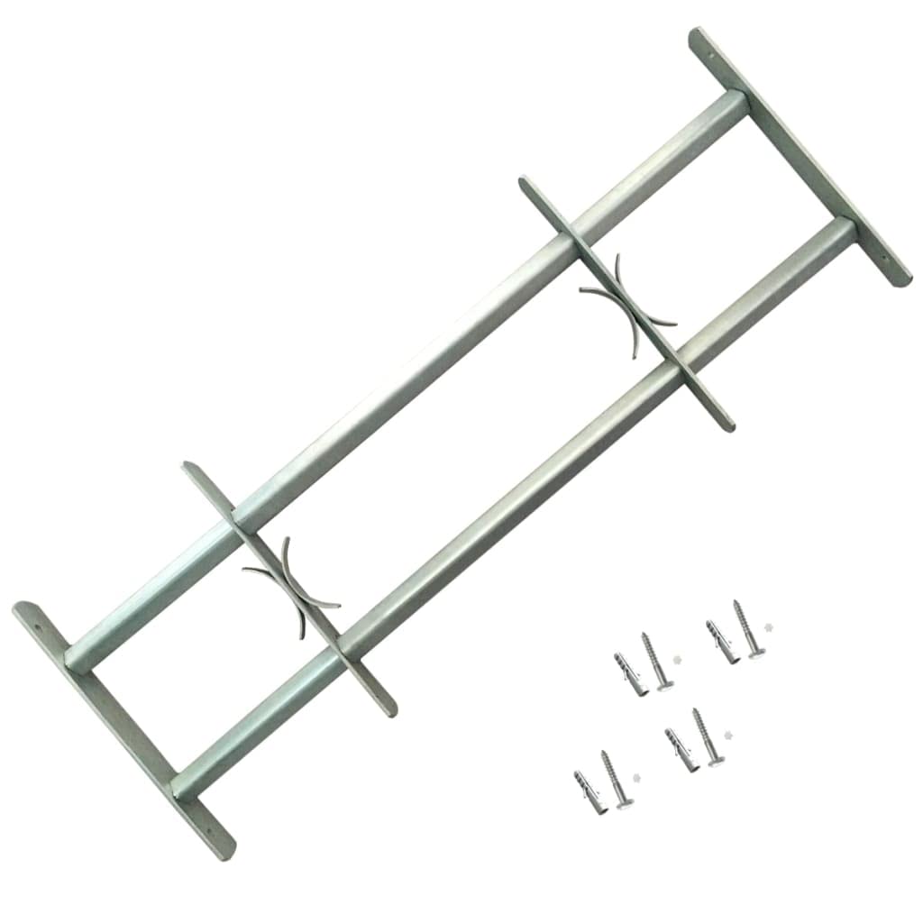 Rejilla de ventana ajustable 2 piezas 1000-1500 mm de acero galvanizado con 2 barras transversales para montaje horizontal como rejilla de seguridad para ventanas